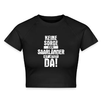 Saarland Saarländerin Saarländer Spruch - Cropped Frauen Organic T-Shirt - Schwarz - Vorne - AI Model Female 172 light (172cm)