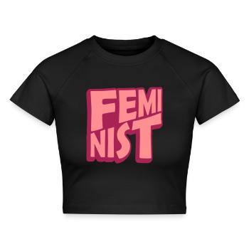 Feminist Aktivist Schriftzug - Cropped Frauen Organic T-Shirt - Schwarz - Vorne - AI Model Female 172 light (172cm)