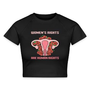Women´s Rights are Human Rights - Cropped Frauen Organic T-Shirt - Schwarz - Vorne - AI Model Female 172 light (172cm)