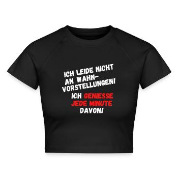 Wahnvorstellung - Cropped Frauen Organic T-Shirt - Schwarz - Vorne - AI Model Female 172 light (172cm)