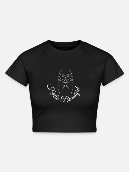 Hello beautiful - Cropped Frauen Organic T-Shirt - Schwarz