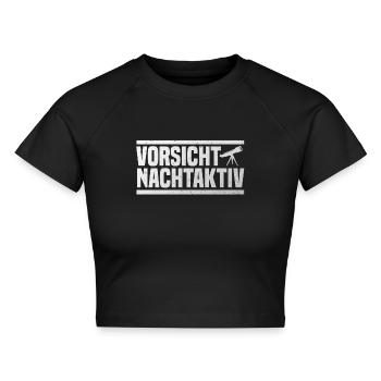 astronomie nachtaktiv - Cropped Frauen Organic T-Shirt - Schwarz - Vorne - AI Model Female 172 light (172cm)