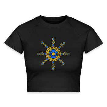 Dharma Rad - Cropped Frauen Organic T-Shirt - Schwarz - Vorne - AI Model Female 172 light (172cm)