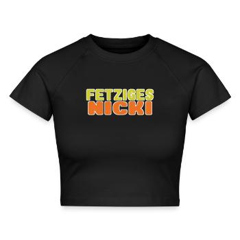 fetziges Nicki 02 - Cropped Frauen Organic T-Shirt - Schwarz - Vorne - AI Model Female 172 light (172cm)