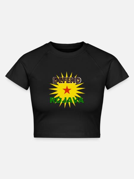 Verteidige Rojava - Cropped Frauen Organic T-Shirt - Schwarz