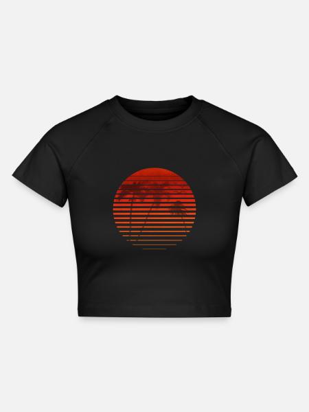 Sunset - Cropped Frauen Organic T-Shirt - Schwarz