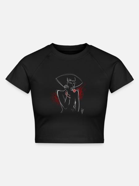 Lady Red - Cropped Frauen Organic T-Shirt - Schwarz