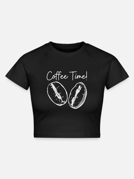 Coffee Time White Design! - Cropped Frauen Organic T-Shirt - Schwarz