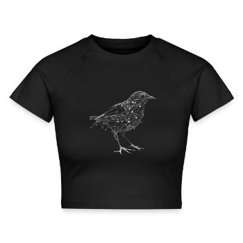 Filigraner surrealer Cyborg Vogel - Cropped Frauen Organic T-Shirt - Schwarz - Vorne - AI Model Female 172 light (172cm)