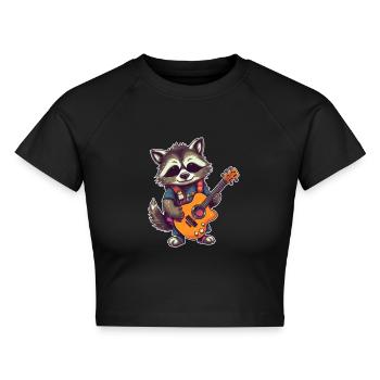 Wenn es zu laut ist, bist du zu alt! Kunst - Cropped Frauen Organic T-Shirt - Schwarz - Vorne - AI Model Female 172 light (172cm)