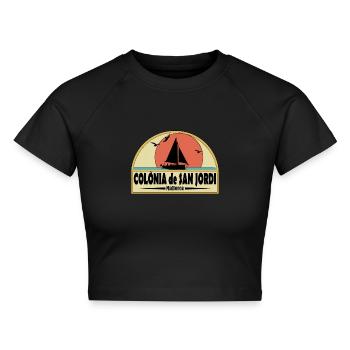 colonia de san jordi - Cropped Frauen Organic T-Shirt - Schwarz - Vorne - AI Model Female 172 light (172cm)