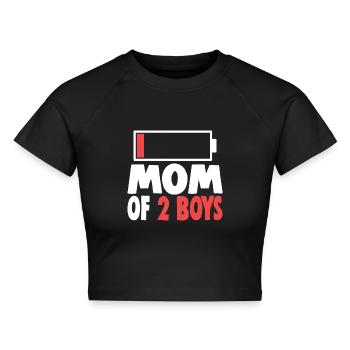 MOM - OF 2 BOYS - Cropped Frauen Organic T-Shirt - Schwarz - Vorne - AI Model Female 172 light (172cm)