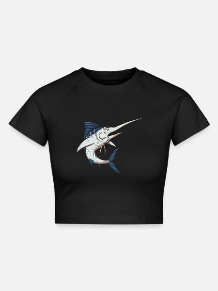 Schwertfisch - Cropped Frauen Organic T-Shirt - Schwarz