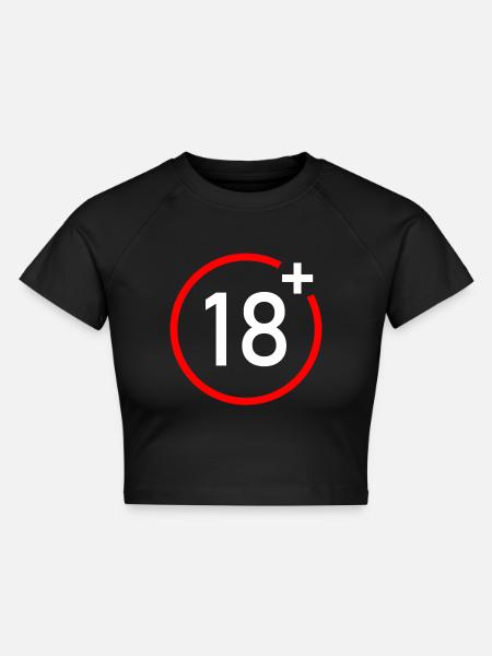 18+ - Cropped Frauen Organic T-Shirt - Schwarz