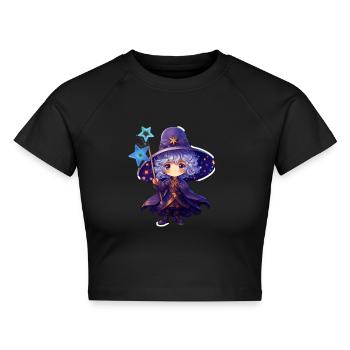 Magic Guardian of the Stars - Cropped Frauen Organic T-Shirt - Schwarz - Vorne - AI Model Female 172 light (172cm)
