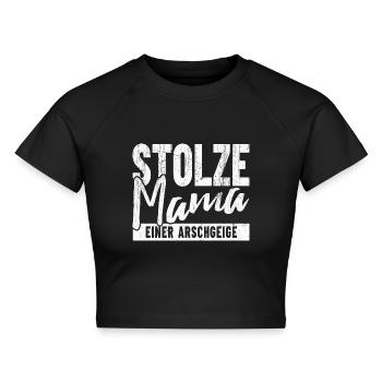 Stolze Mama einer Arschgeige - Cropped Frauen Organic T-Shirt - Schwarz - Vorne - AI Model Female 172 light (172cm)