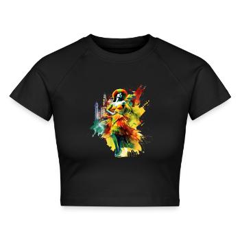 Der Karneval in Rio ist weltweit bekannt - Cropped Frauen Organic T-Shirt - Schwarz - Vorne - AI Model Female 172 light (172cm)