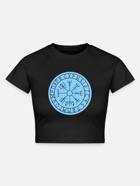 wikinger kompass - Cropped Frauen Organic T-Shirt - Schwarz