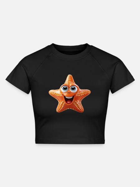Lustiger Seestern - Cropped Frauen Organic T-Shirt - Schwarz