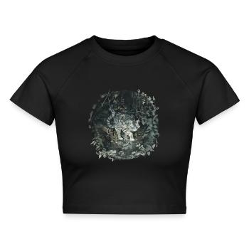 Ivypool Efeusee Graue Katze Pflanzen Wald schön - Cropped Frauen Organic T-Shirt - Schwarz - Vorne - AI Model Female 172 light (172cm)