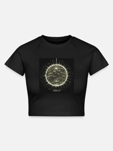 DISKO Kugel - Cropped Frauen Organic T-Shirt - Schwarz