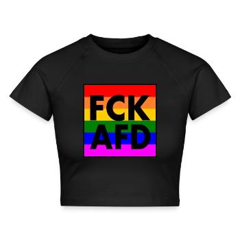 Fck afd - Cropped Frauen Organic T-Shirt - Schwarz - Vorne - AI Model Female 172 light (172cm)