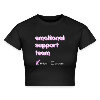 emotional support team für dunkle Hintergründe - Cropped Frauen Organic T-Shirt - Schwarz - Vorne - AI Model Female 172 light (172cm)