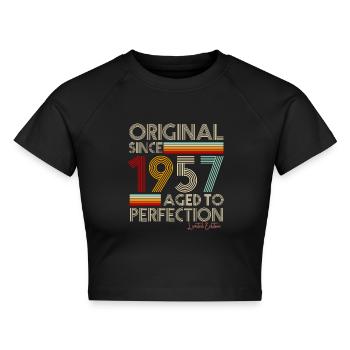 1957 - Cropped Frauen Organic T-Shirt - Schwarz - Vorne - AI Model Female 172 light (172cm)