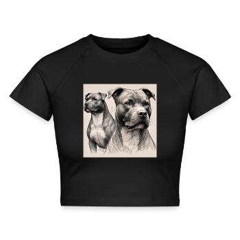 Pitbull Porträt - Cropped Frauen Organic T-Shirt - Schwarz - Vorne - AI Model Female 172 light (172cm)