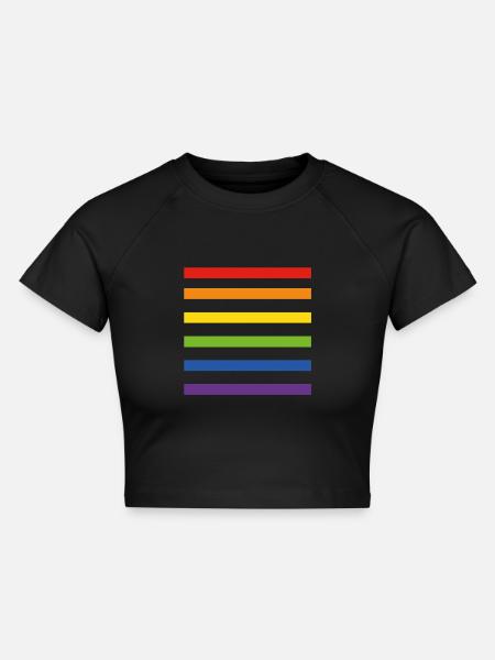Regenbogenfahne - Cropped Frauen Organic T-Shirt - Schwarz
