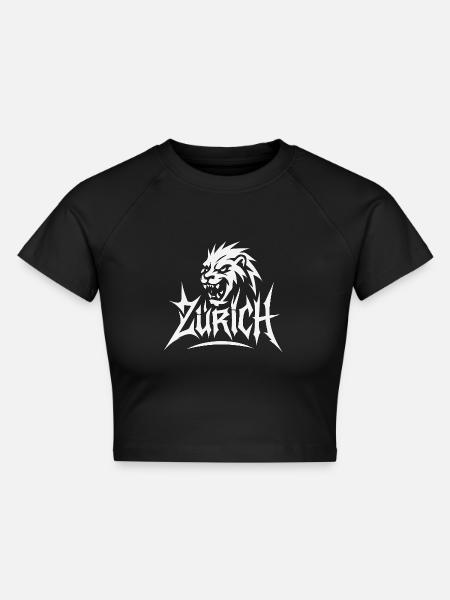 Zürich Löwe - Cropped Frauen Organic T-Shirt - Schwarz