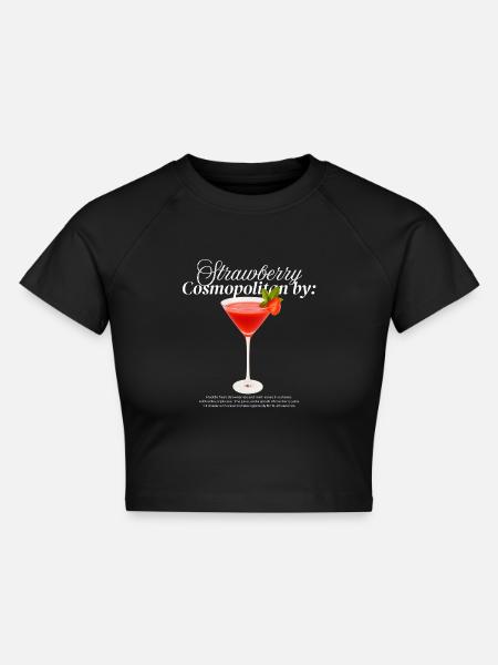 Erdbeer-Cosmopolitan - Cropped Frauen Organic T-Shirt - Schwarz