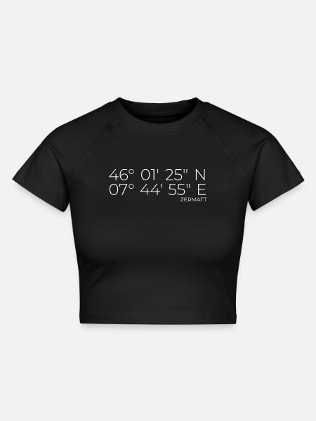 Koordinaten Zermatt - Cropped Frauen Organic T-Shirt - Schwarz