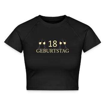18. Geburtstag 18 Jahre volljährig Geburtstag 18 - Cropped Frauen Organic T-Shirt - Schwarz - Vorne - AI Model Female 172 light (172cm)
