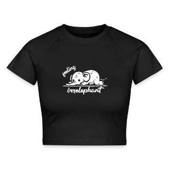 feeling irrelephant elefant tiere lustig wortspiel - Cropped Frauen Organic T-Shirt - Schwarz - Vorne - AI Model Female 172 light (172cm)