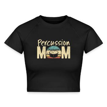 Perkussion Mama Retro Vintage Marching Band Design - Cropped Frauen Organic T-Shirt - Schwarz - Vorne - AI Model Female 172 light (172cm)