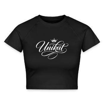 Unikat Krone - Cropped Frauen Organic T-Shirt - Schwarz - Vorne - AI Model Female 172 light (172cm)