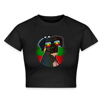 Mapuche - Cropped Frauen Organic T-Shirt - Schwarz - Vorne - AI Model Female 172 light (172cm)