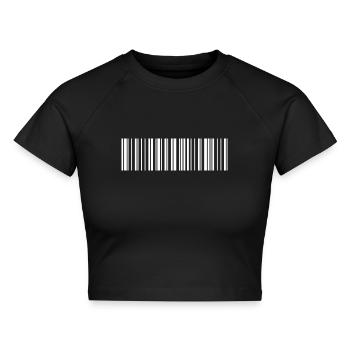 QR-Code weiß - Cropped Frauen Organic T-Shirt - Schwarz - Vorne - AI Model Female 172 light (172cm)