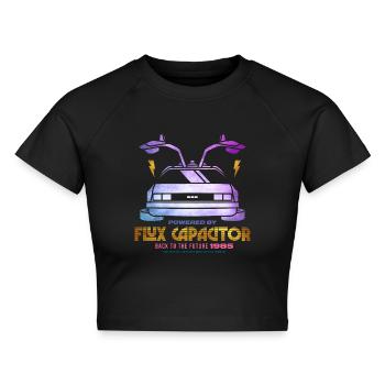 Zurück In Die Zukunft Delorean Flux Capacitor - Cropped Frauen Organic T-Shirt - Schwarz - Vorne - AI Model Female 172 light (172cm)
