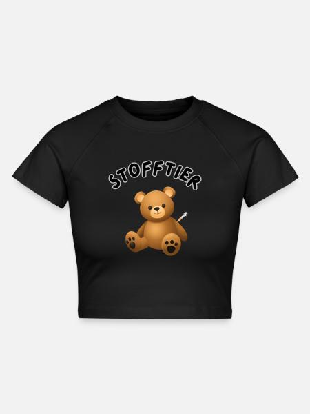 Stofftier - Cropped Frauen Organic T-Shirt - Schwarz