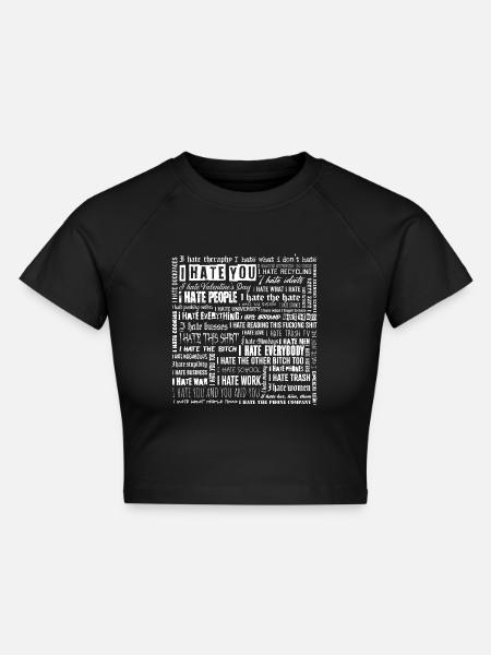 I hate everybody - Cropped Frauen Organic T-Shirt - Schwarz