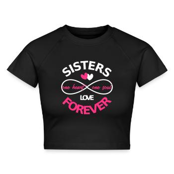 Schwestern für immer BFF - Cropped Frauen Organic T-Shirt - Schwarz - Vorne - AI Model Female 172 light (172cm)