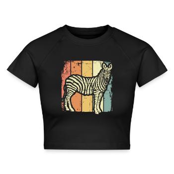 Afrika Zebra - Cropped Frauen Organic T-Shirt - Schwarz - Vorne - AI Model Female 172 light (172cm)