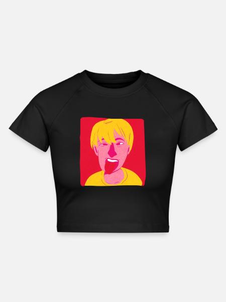 Zunge raus - Cropped Frauen Organic T-Shirt - Schwarz