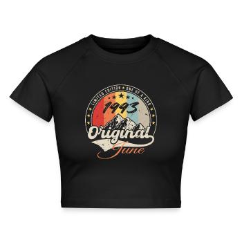 Juni 1993 Original 1993 Jubiläum 1993 Juni - Cropped Frauen Organic T-Shirt - Schwarz - Vorne - AI Model Female 172 light (172cm)