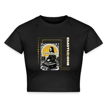 Ausdrucksstarke Eleganz Entdecken Sie die Welt der Emoticons - Cropped Frauen Organic T-Shirt - Schwarz - Vorne - AI Model Female 172 light (172cm)