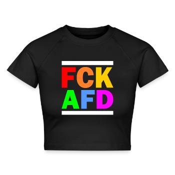 Fck afd - Cropped Frauen Organic T-Shirt - Schwarz - Vorne - AI Model Female 172 light (172cm)