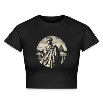 Cäsar-Siegel - Cropped Frauen Organic T-Shirt - Schwarz - Vorne - AI Model Female 172 light (172cm)