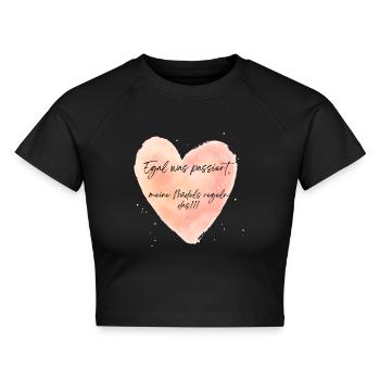 Egal was passiert, meine Mädels regeln das - Cropped Frauen Organic T-Shirt - Schwarz - Vorne - AI Model Female 172 light (172cm)